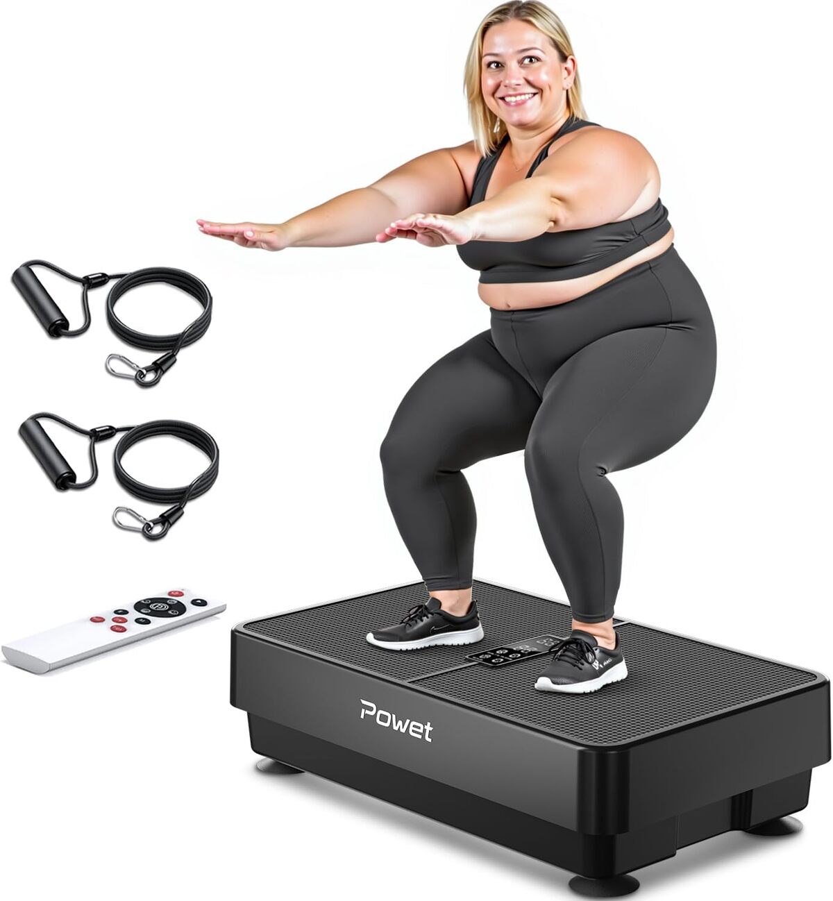 Test de la plateforme vibrante de fitness noire