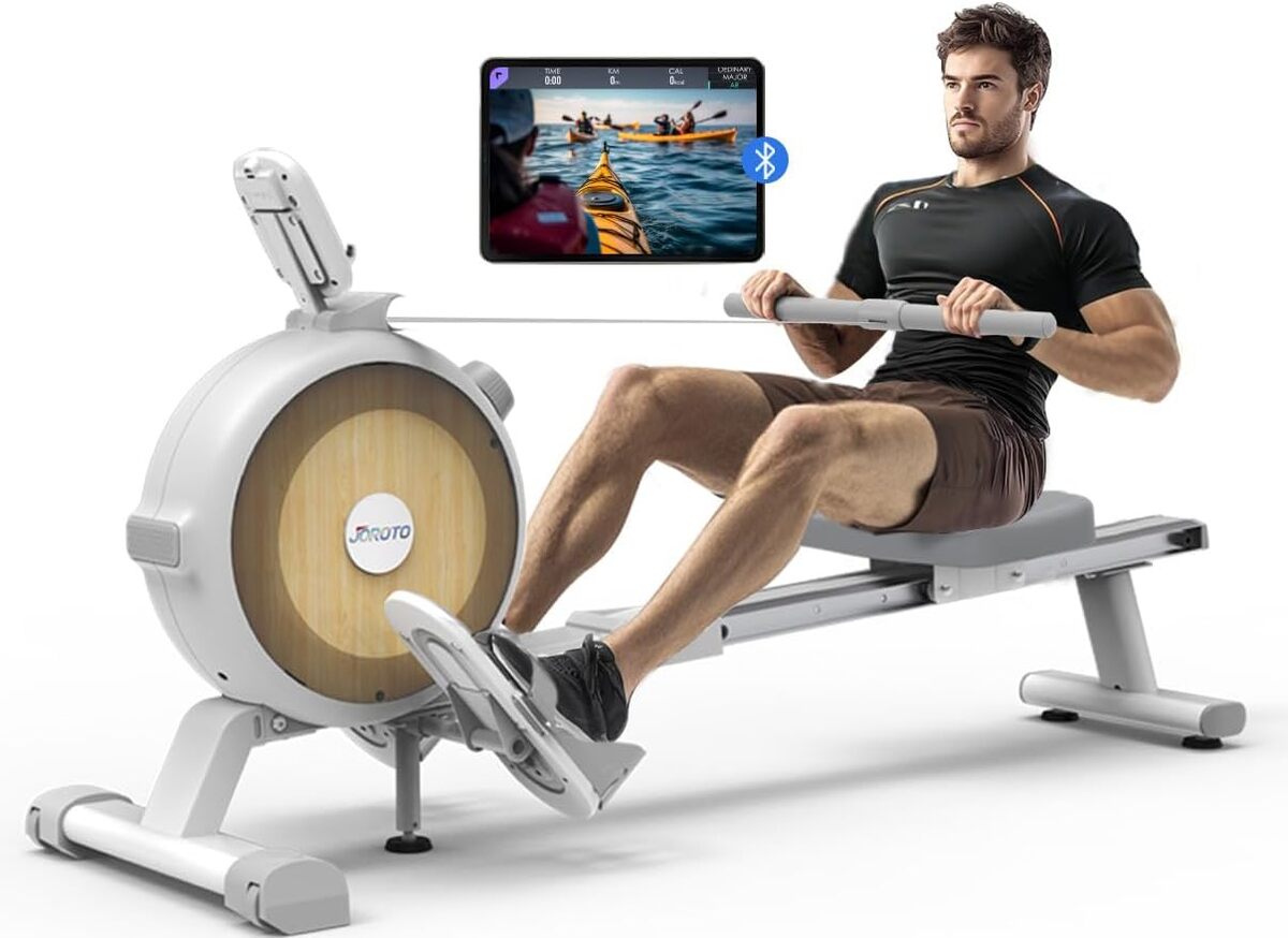 Rameur Pliable Pour Fitness à Domicile - Écran LCD, Charge Max 120 Kg, Résistance Réglable 15-55 Kg - 106 X 66 X 10 Cm
