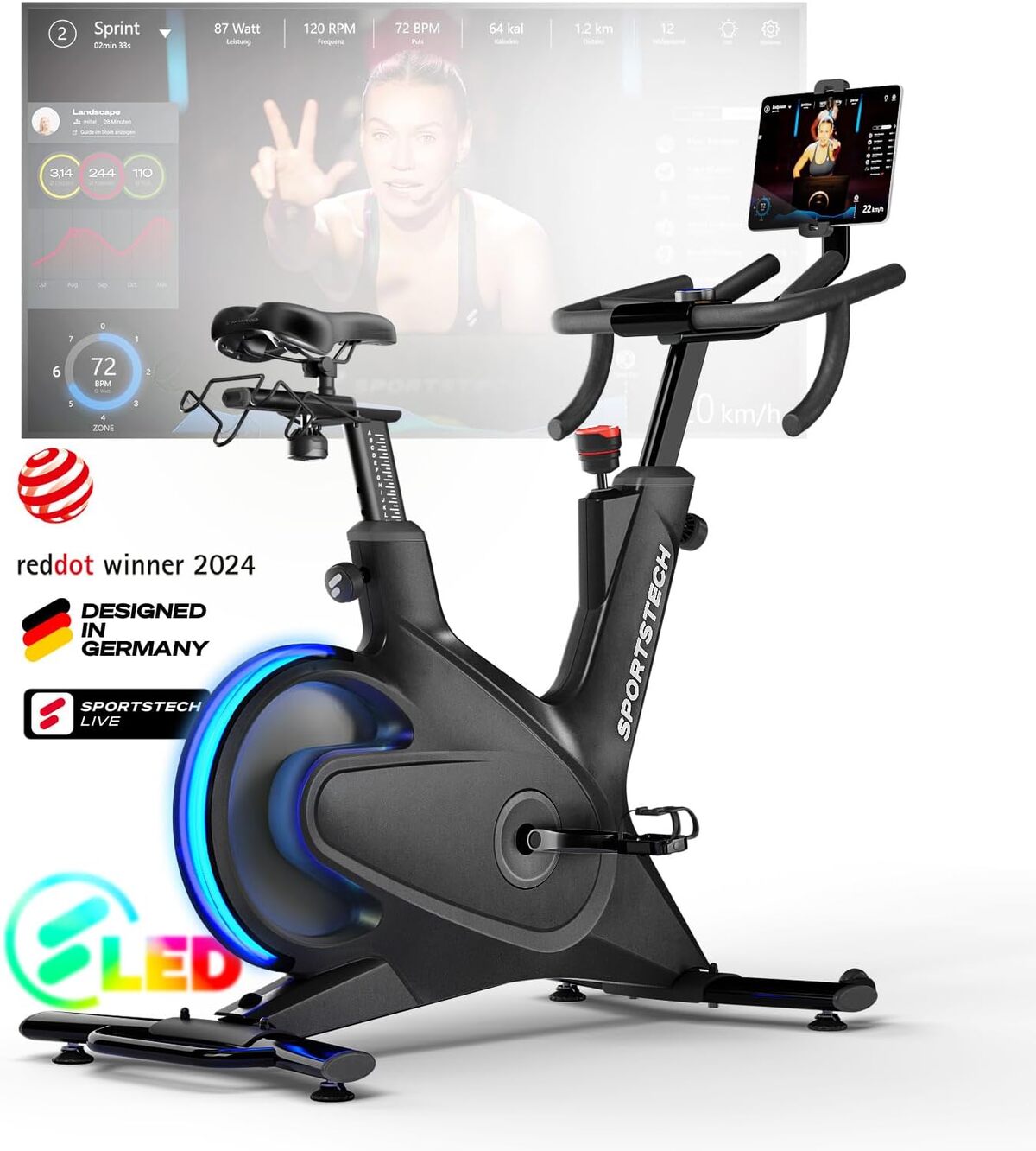 Test : sportstech sBike Lite, le vélo d'intérieur intelligent aux LED intégrées