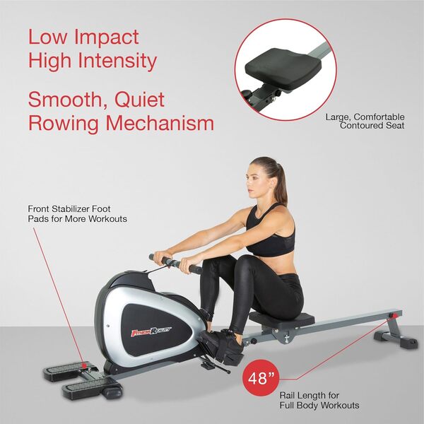 Fitness Reality 1000 Plus rameur magnétique Bluetooth avec Exercices du Corps Entier en Option et Application MyCloudFitness