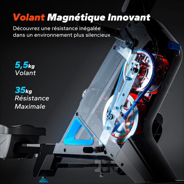 MERACH Rameur Pliable pour la Maison avec APP Exclusive, 16 Niveaux de Résistance, Système Magnétique Silencieux, Facile à Assembler, Premier Choix pour Le Fitness à Domicile, Max 158 KG