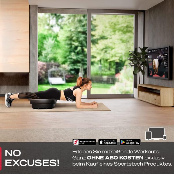 SPORTSTECH VP500 - Plateforme Vibrante pour Fitness à la Maison, Inclut Plaque Vibrante, Power Ropes, Poignées - Haut-Parleurs Intégrés pour Musique, Technologie Oscillante 4D