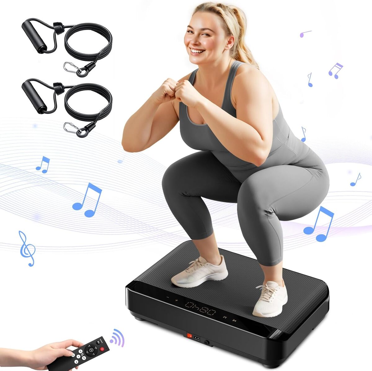 Test : machine d'exercice vibrante avec Bluetooth, 181 kg, 9 modes et 99 vitesses