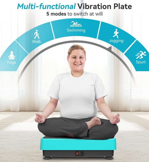 Machine d'exercice à Plaque vibrante, Plate-Forme vibrante pour entraînement du Corps Entier pour Drainage lymphatique, Bleu Clair