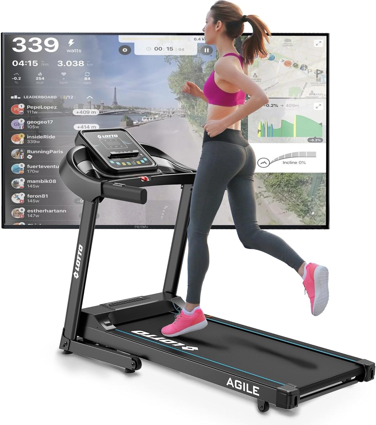 Test tapis de course Lotto Agile pliable : puissance et connectivité au top