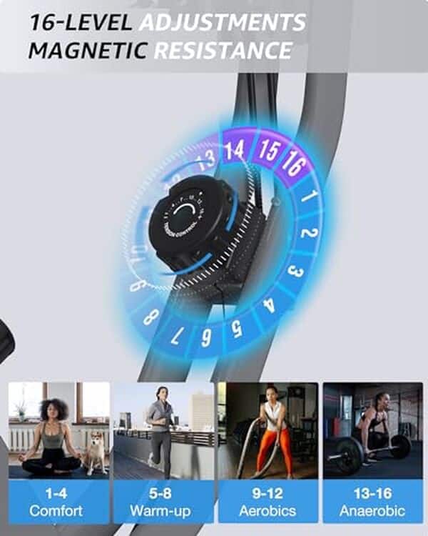 Explorez les fonctionnalités du vélo d'appartement 5 en 1 à résistance magnétique, conçu pour optimiser votre espace et améliorer vos performances sportives à domicile.