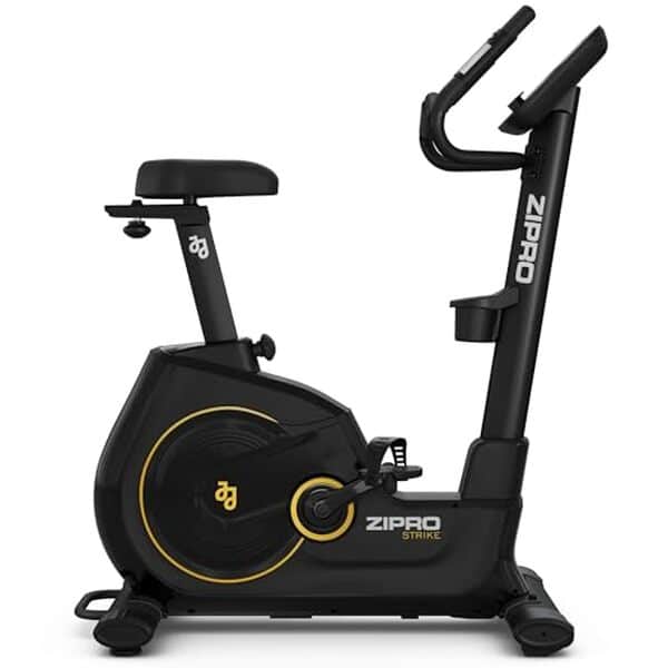Découvrez le vélo d'appartement Zipro Strike Gold, un ergomètre magnétique performant et silencieux, parfait pour vos entraînements à domicile.
