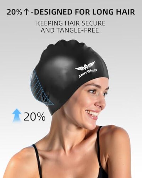 Découvrez notre test complet du bonnet de bain silicone AzureWings noir pour cheveux longs : qualité, étanchéité et confort analysés en détail. 