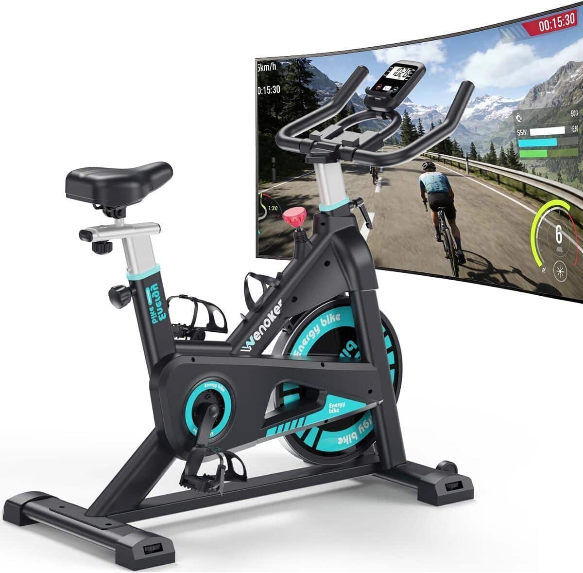 Test du vélo d'appartement Wenoker Hellblau 160 kg connecté